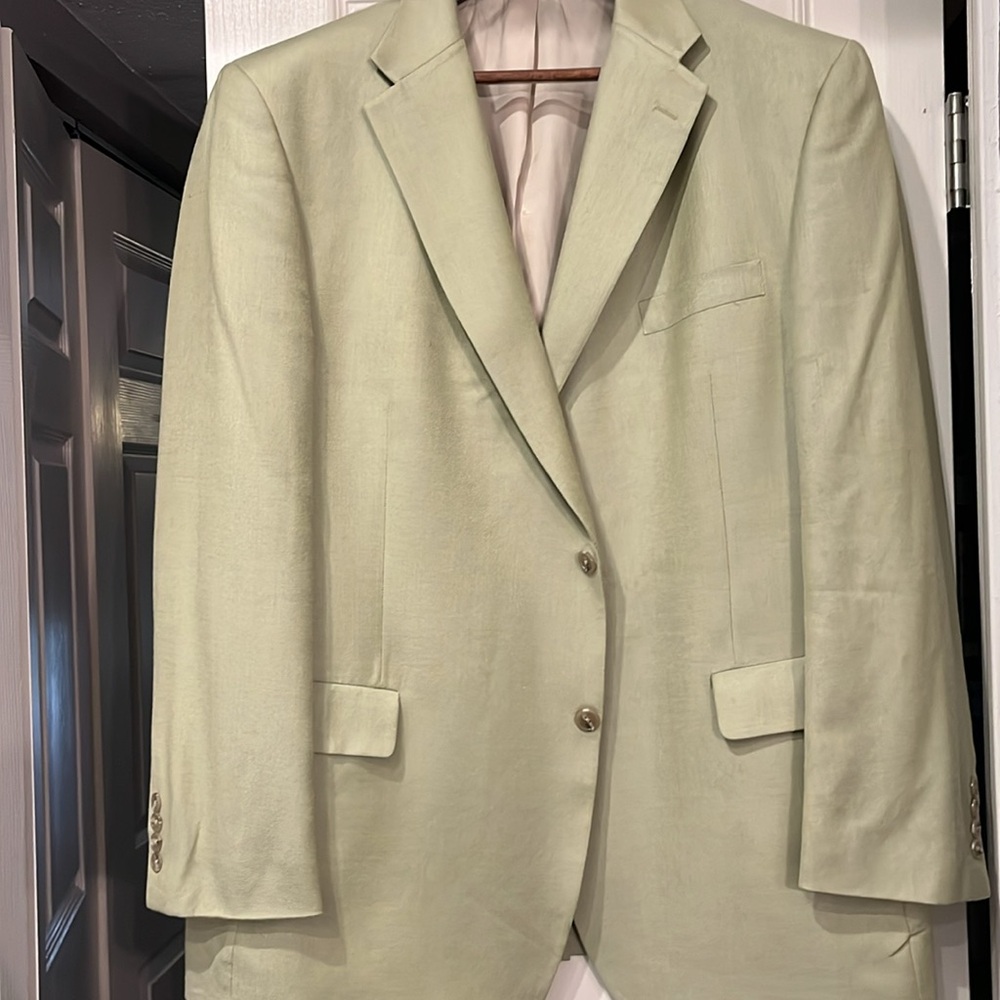 Roundtree & Yorke Celery Green Men’s Sport Coat. 46R. Gently worn 52% Silk - Picture 4 of 11